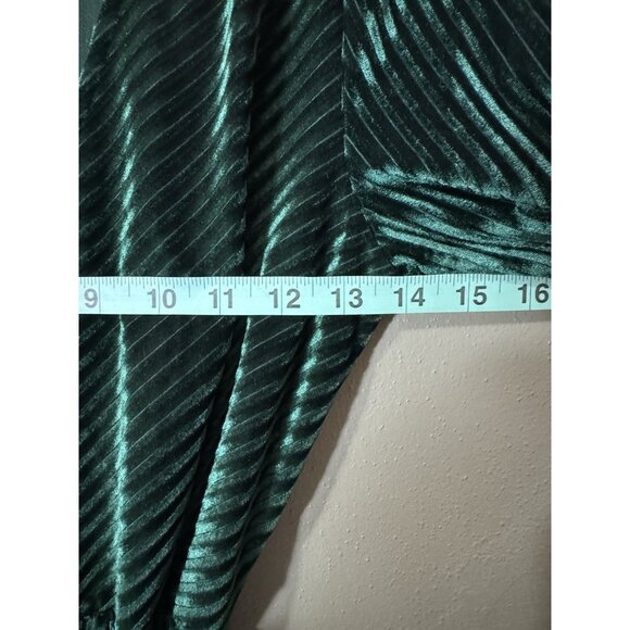 Baltic Born Emerald Green Striped Velvet Velour Wrap Dress Women Size Small - Picture 5 of 11